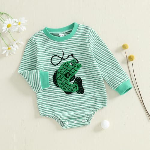 Newborn Baby Boy Girl Romper Long Sleeve Striped Outfit Waffle Bubble Jumpsuit Fall Winter Clothes4