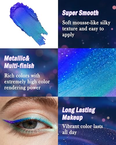 Delineador Multicromo Gel Azul con Brillo Metálico miniatura 5