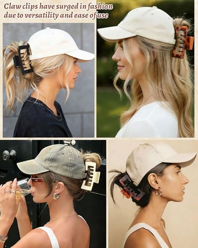 Hat-Friendly Claw Clips for Baseball Caps - 4 Pcs Trucker Hat Hair Clips for Women, Claw Clips for Thick Hair Hat Hairstyles, Gifts Hair Accessories — view 6