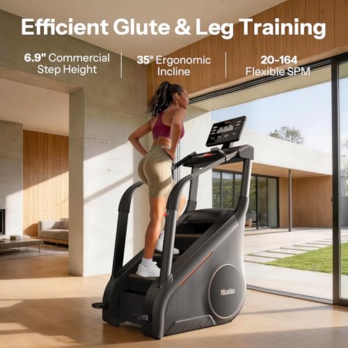 Image of Niceday SC2 Stair Climber Master at Home, Stair Stepper with 6.9 inch Natural Floating Step, Commercial Grade Climber Machine with 25Levels for 20-164 SPM, 397 lbs Capacity, 15.6 inch LED Tilting Touchscreen