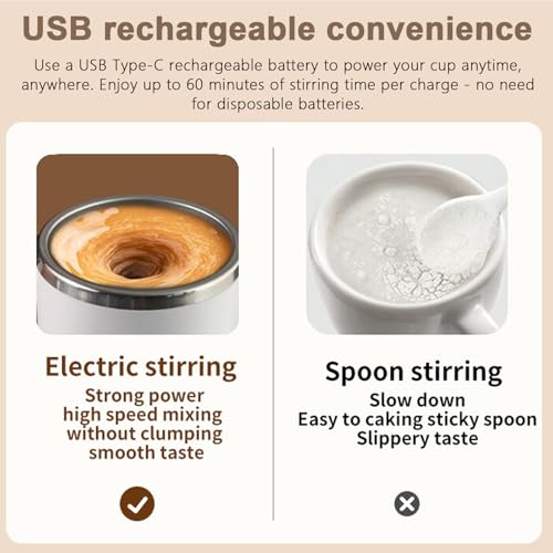 Dewppxi Self-Stirring Magnetic Coffee Cup with Temp Display, Rechargeable Self Stirring Mug with Lid, Automatic Magnetic Stirring Coffee Mug for Coffee, Milk and Other Beverages (Black) - Image 5