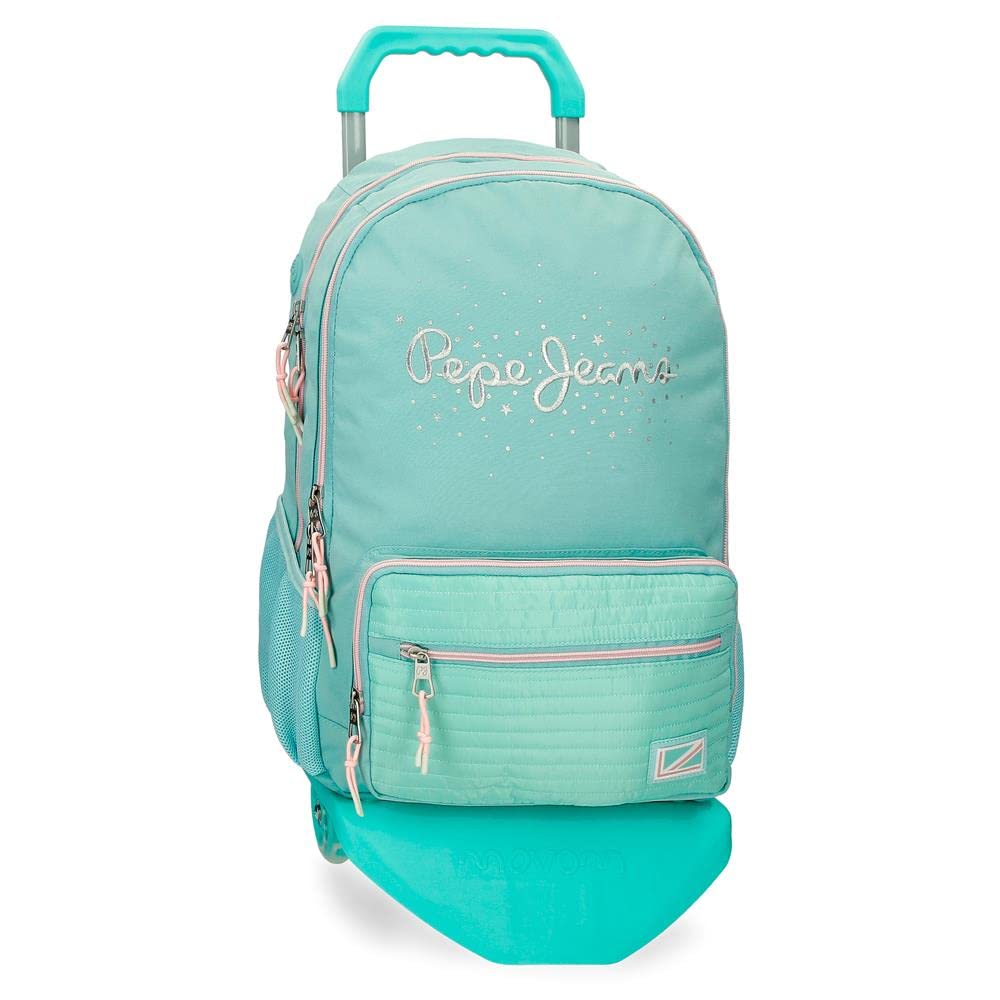 Pepe Jeans Jane Mochila Escolar Doble Compartimento con Carro Azul 31x46x16 cms Poliéster 22,82L
