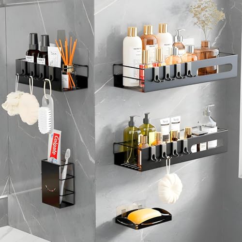 LUXYSKY est 2022 Estanteria Baño Sin Taladro - Estanteria Baño - Estanteria Ducha Sin Taladro - Varios Modelos Disponibles - Accesorios Baño - Organizador De Baño (ETD-001-NOIR-5E-D2)