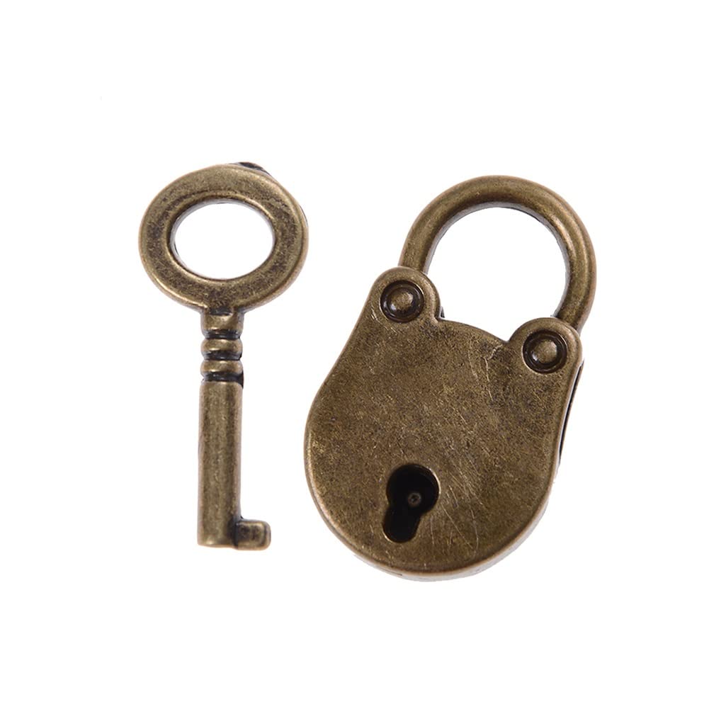 Cadenas vintage en bronze avec clé pour boîte à bijoux ancienne
