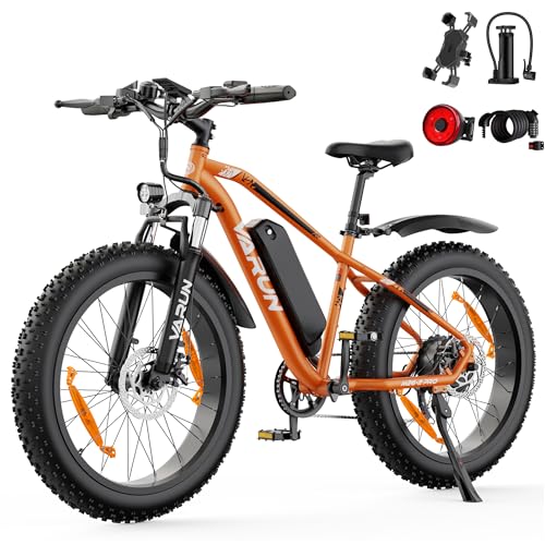 VARUN E Bike, 26 * 4.0 Zoll E-Bike Herren mit 250W Motor, 48V 13AH Akku, bis 110 km, 5 Fahrstufen, 25km/h, StVZO, E-Mountainbike Fatbike mit LCD-Display