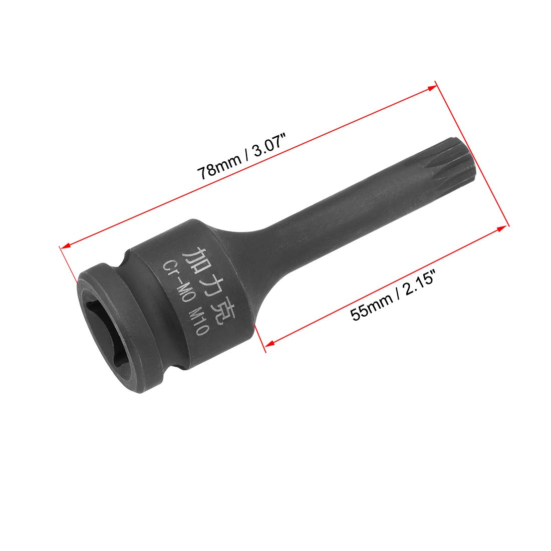 Uxcell 1/2\" Drive M10 Triple Square Impact Spline Bit Socket 10mm Cr Mo Steel 12 Point Triple Square Sockets Cotter Pin O Ring Power Drill Drivers Ada