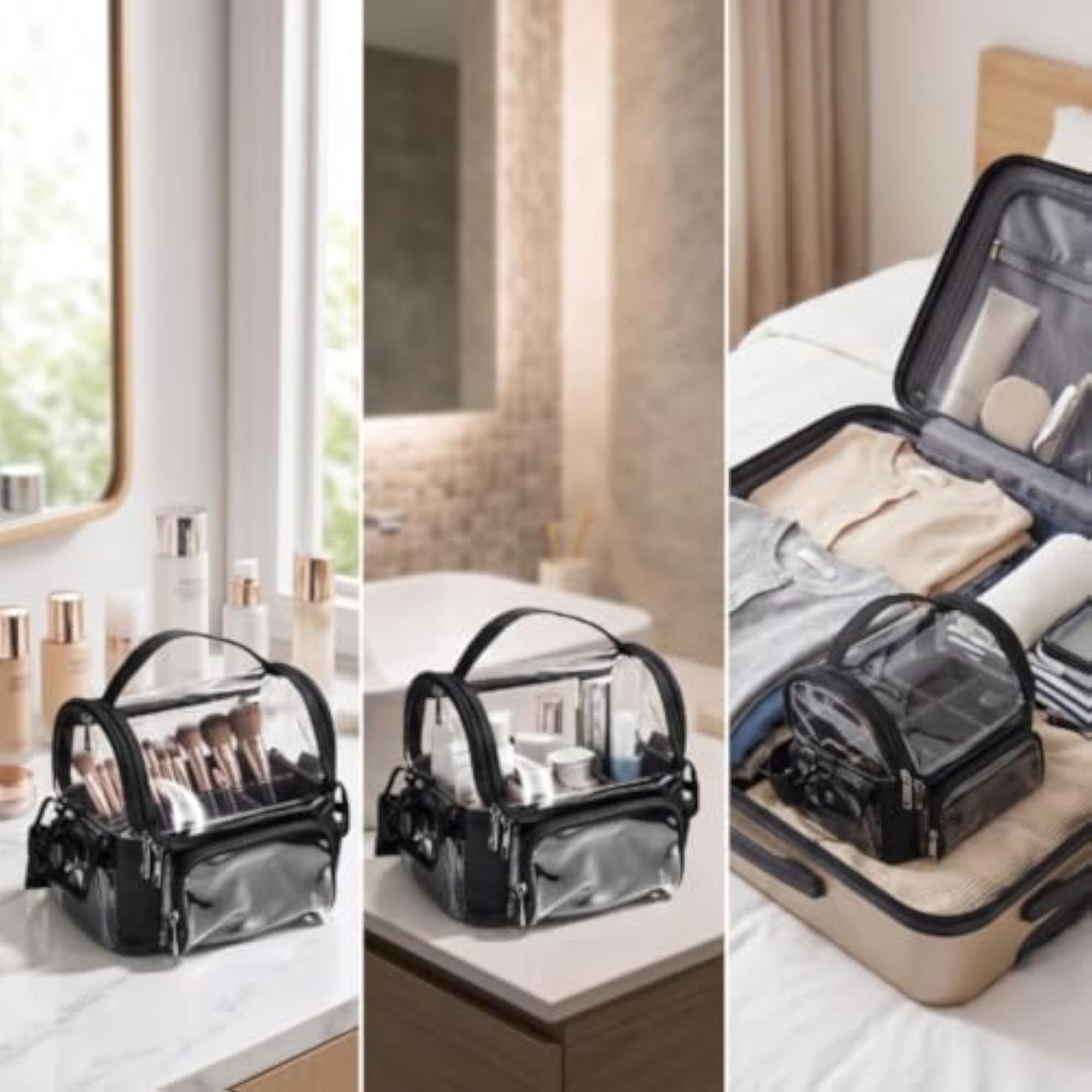 Transparent Structured Makeup Bag, Easy to Clean
