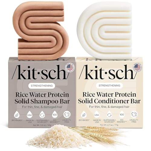 Kitsch Rice Water Protein Solid Shampoo and Conditioner Set for Hair Growth – Strengthening Hair...
