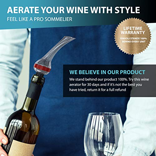 VINVOLI Wine Aerator - New 2021 Luxury Wine Air Aerator - Wine Pourer Wine Pour Spout - Wine Aerators Pourer - Red Wine Decanter with Aerator - Aerator Wine Pourers Pour Spouts - Wine Aerator Pourer