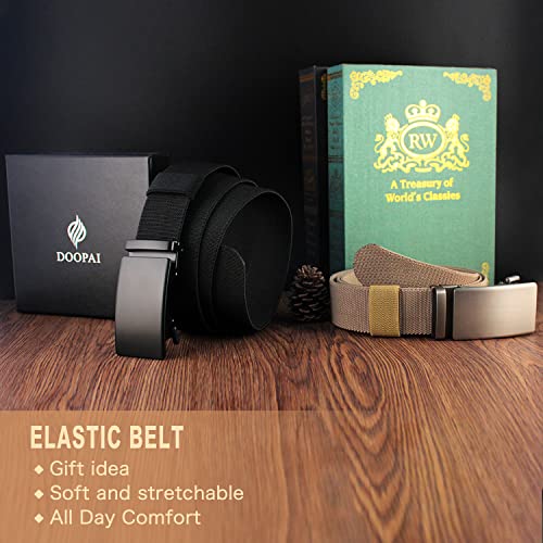 Image of DOOPAI Belt Men, elastic golf belts for men, 2 Pack Nylon Ratchet Belt Mens Belts Casual, Adjustable Trim to Fit