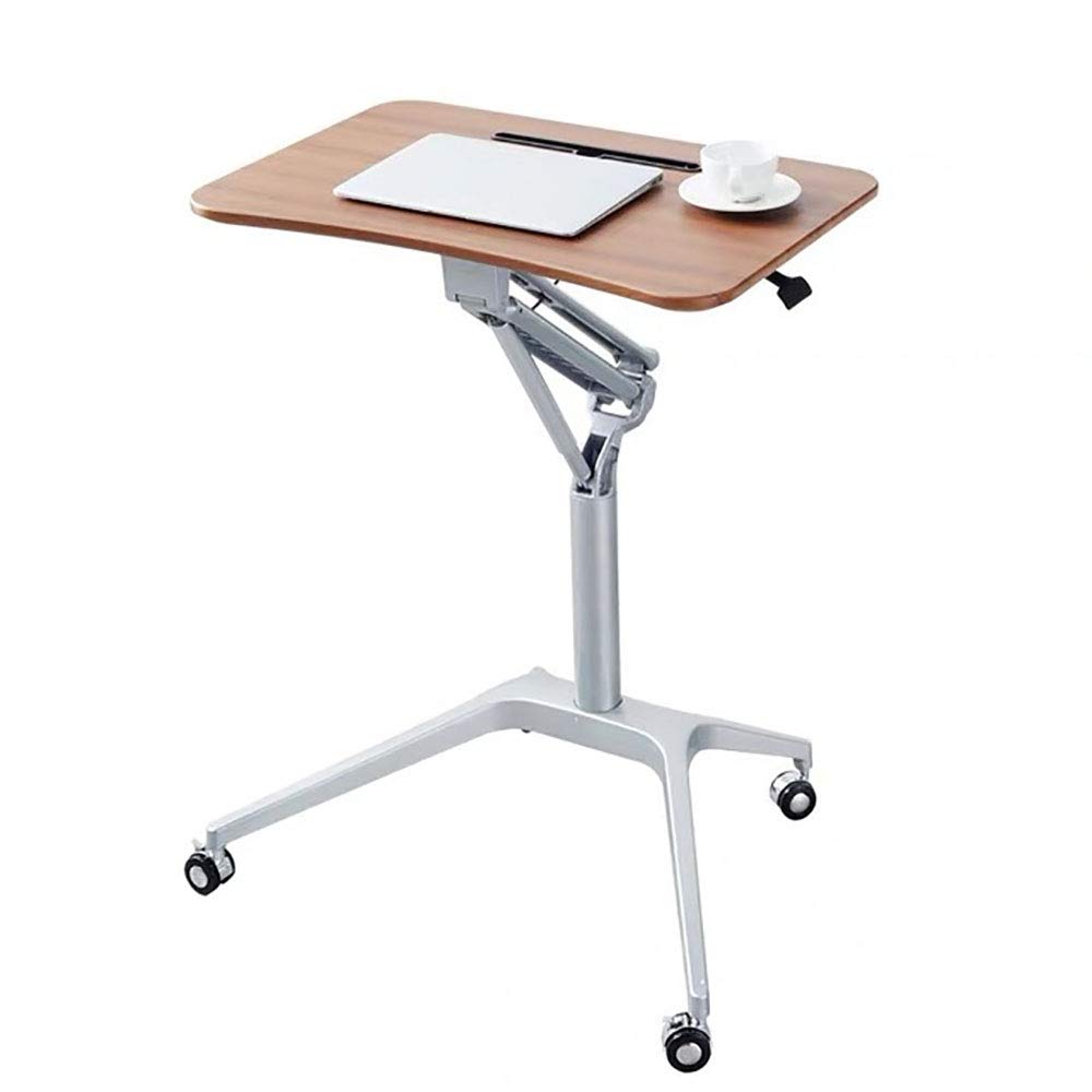 Mobile Table Laptop Desk Pneumatic Automatic Lifting Computer Desk Standing Movable Lectern Writing Desk Mobile Table Workstation,C