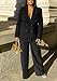 HuiSiFang Women's 2 Piece Casual Pants Suit Button Down V Neck Blazer + Loose Straight Pants
