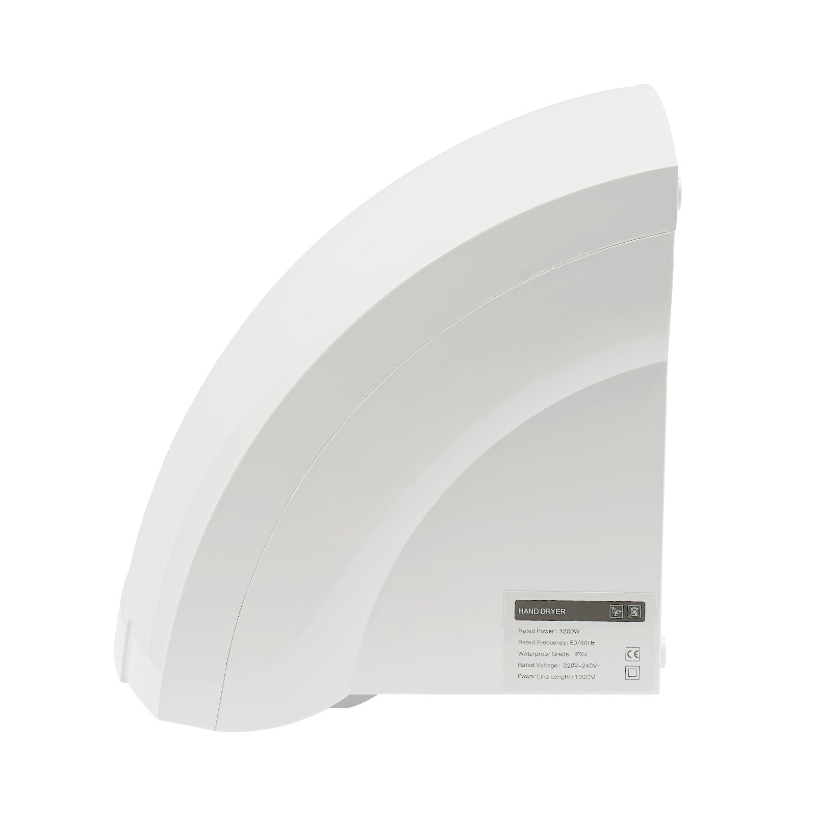 Treeisland Sèche-mains automatique, 1200 W, montage mural, électrique, capteur infrarouge, pour salle de bain, toilettes, blanc