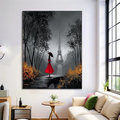 ANALTIRCE Cuadro Decorativo Resumen Puente En Lienzo, Imagen Artística Y Posters Mujer Sosteniendo Un Paraguas, Para Hogar Oficina Salón, 40×60 cm Sin Marco