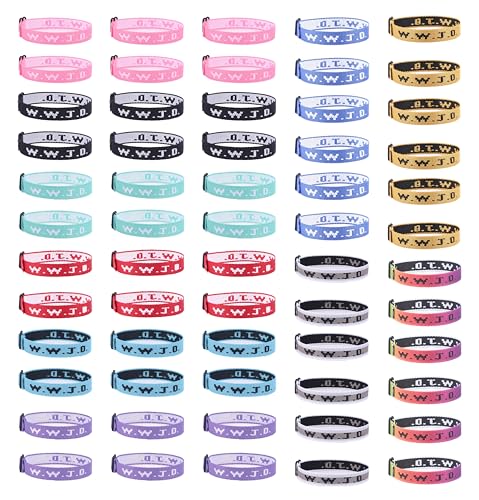 MOZAKA 60PCS WWJD Bracelet Pack, Christian Gifts Adjustable Wristbands, WWJD Jesus Bracelets Bulk - What Would Jesus Do Bracelet for Women Men