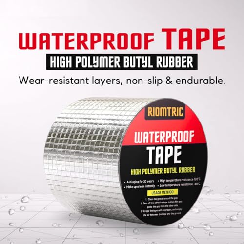 Image of Adhesive Waterproof tape 2 Inch (15CM*5M) | Super Strong Permanent Repair Roof | Water Leakage Solution Rubber Tape | surface Crack Window Sill Gap Boat Sealing Tank Leak Pipe