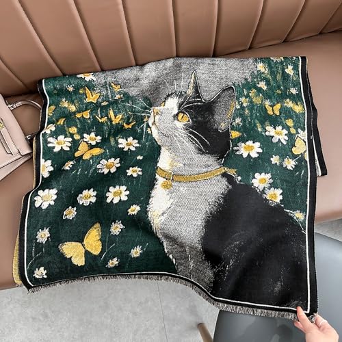 Châle pashmina imprimé chats CTSHL-CC - Écharpe d'hiver douce et chaude - 2