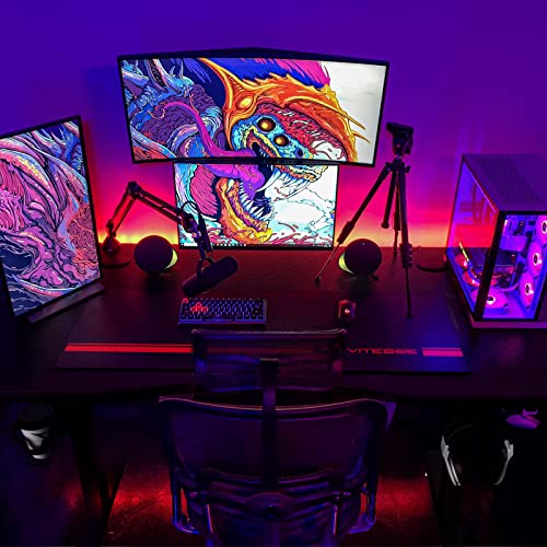 Waleaf Gaming Desk 40 Inch,Pc Gaming Table,T-Shaped Gaming Computer Desk With Free Mouse Pad,Racing Style Professional Gamer Game Station,Carbon Fiber Home Office Desk With Cup Holder&Headphone Hook #TOP3