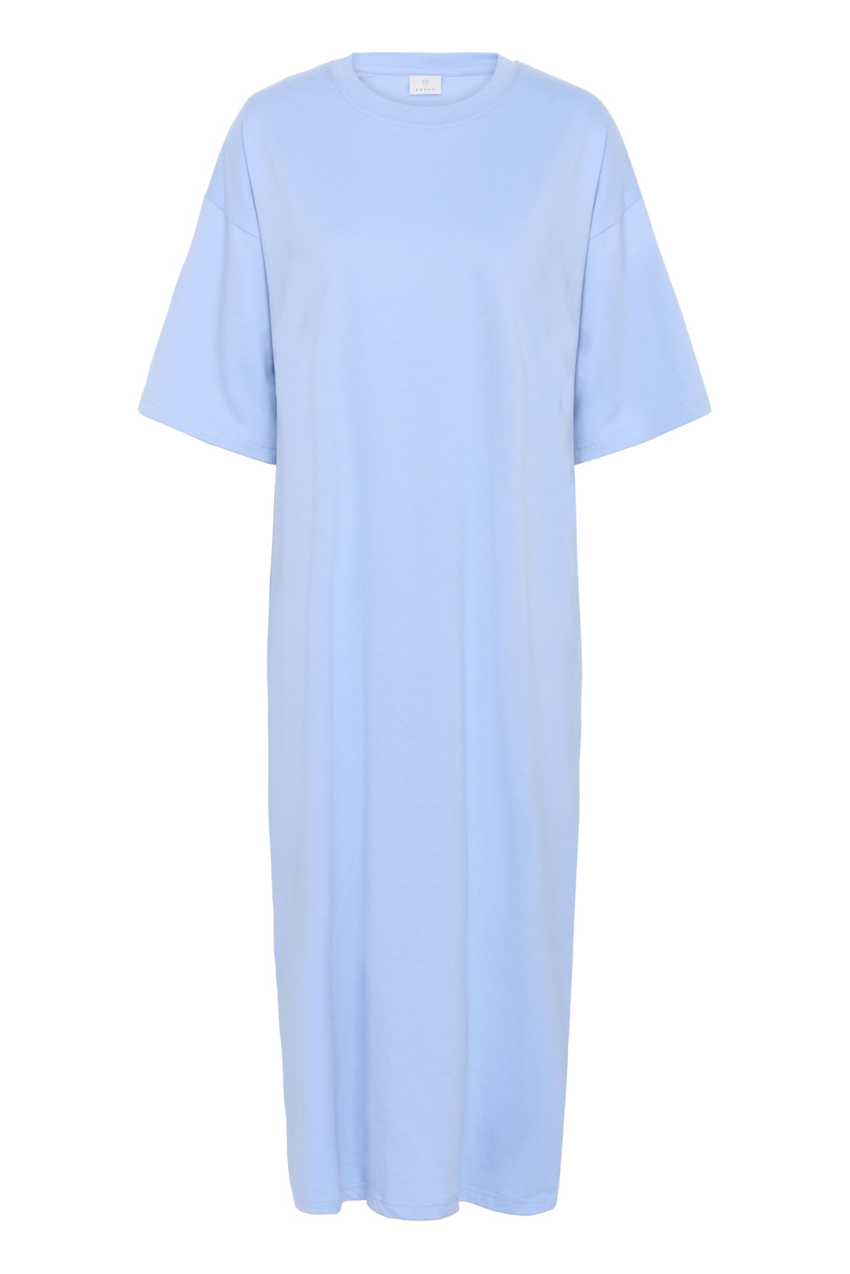 KAFFE Women's T-Shirt Dress Oversized Fit Half Sleeves Round Neck Maxi Length, Soft Chambray, S