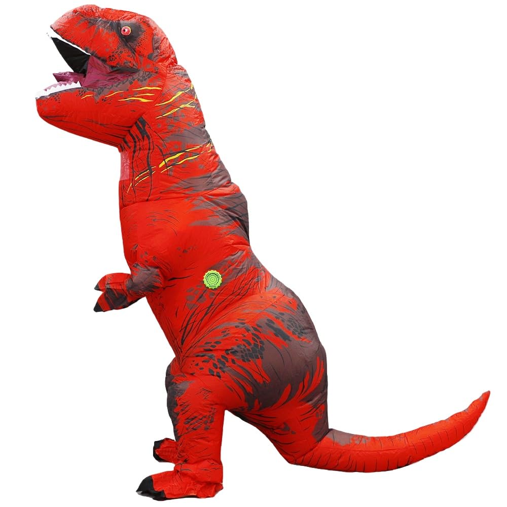 QNRMS Inflatable Dinosaur Costume Adult Fancy Dinosaur Suit Blow up Trex Full Body Dino Costume (Red)