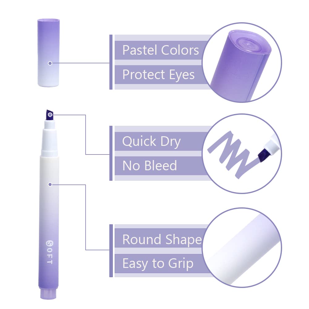 Evidenziatori Vicloon A 6 Colori Pastello - Pennarelli Fluorescenti, Non Sbiadiscono, Per Scuola E Ufficio - Foto 9