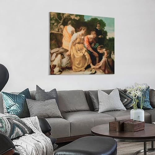 Diana et ses compagnons de Vermeer | Tableau salon impression sur toile 60x60 - 3