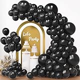 RUBFAC 154pcs Black Balloons Different Sizes 18 12 10 5 Inches for Garland Arch Kit, Latex Balloon for Graduation Party Birthday Wedding Decorations