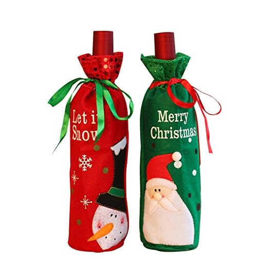 Cubierta de la botella de vino de Navidad，2 unids Navidad Botella de Vino Cubiertas Bolsas Decoración de la Mesa de Cena Para la Decoración Del Partido