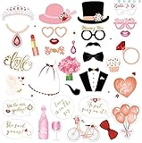 Perfecto para fotomatón de boda: colores vibrantes y purpurina dorada real en tamaño grande precortado para añadir diversión y colores a tus fotos. Perfecto para tu fiesta de boda, fiesta de cumpleaños, despedida de soltera, fiesta de compromiso y así sucesivamente, a tus amigos les encantará.