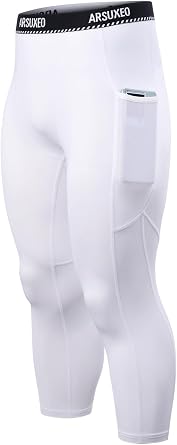 ARSUXEO Mens 3/4 Running Compression Tights Capri Pants K75