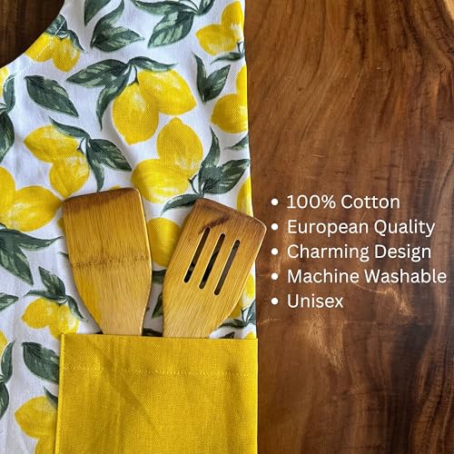 Image of Oak & Lily 100% Cotton Kitchen Apron | Fully washable with large front pocket | European quality | Made for Indian sizes