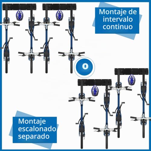Miniatura 5 de Sinoer Bike Rack Soporte De Pared Para Almacenamiento De Bicicletas Para 6 Bicicletas 5 Cascos Gancho Para Garaje O Hogar Portabicicletas Vertical, 20 Pulgadas 511 Mm
