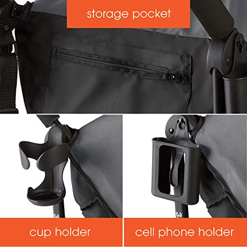 Summer 3Dlite+ Convenience Stroller, Matte Gray - Lightweight Umbrella Stroller with Oversized Canopy, Extra-Large Storage and Compact Fold