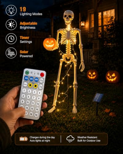 Halloween Skeleton Stand Kit & Solar String Lights,【Skeleton Not Included】 - image 6
