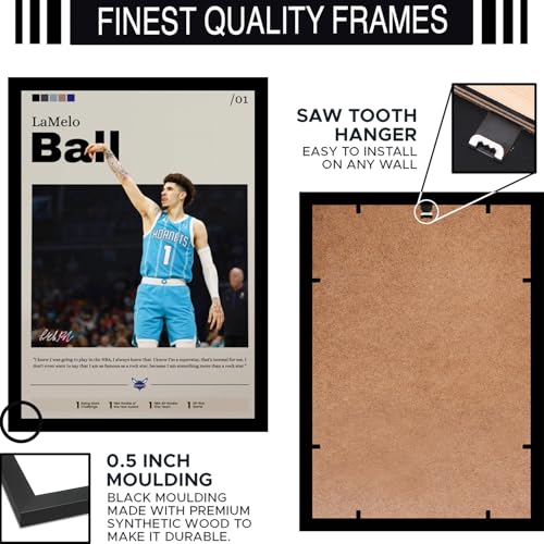Image of BLINKART Lamelo Ball | Nba Basketball Player | Synthetic Wood Photo Framed Wall Hanging Poster For Room & Office Bedroom Living Boys And Girl Room Home Wall Hanging | 12x18 Inches