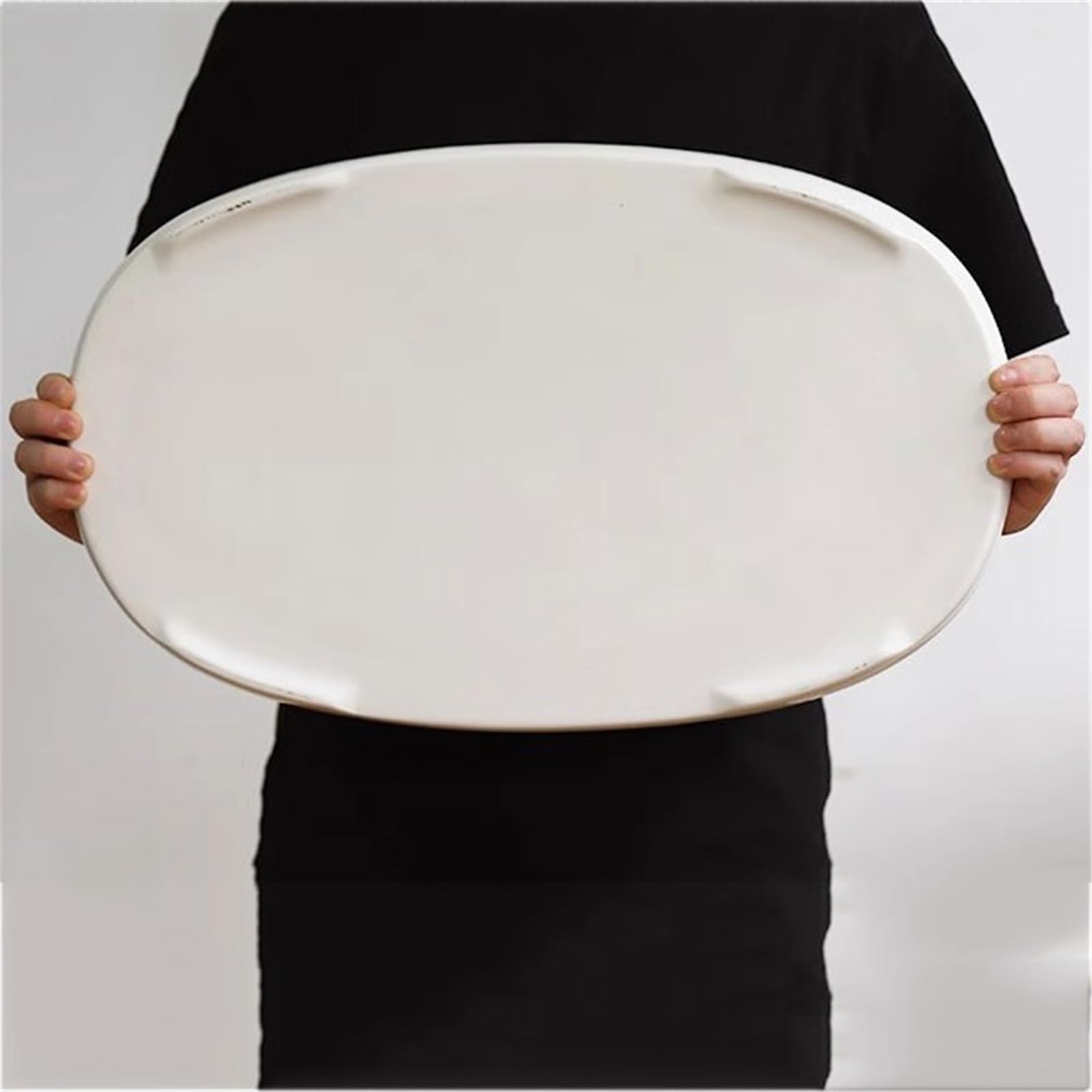 Wazon Ikebany Minimalistyczna ceramiczna tacka ociekowa, duża owalna, do dekoracji kwiatowych Doniczka do kompozycji kwiatowych(Biały)