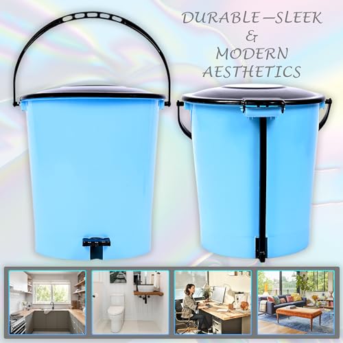 Image of Kuber Industries Plastic Pack Of 2 Pedal Dustbin | Dustbin With Lid | Garbage Bin | Dustbin For Kitchen-Bathroom | Wet & Dry Waste Bin | Black Dhakkan Trash Can | 10 Ltr | Pink & Blue