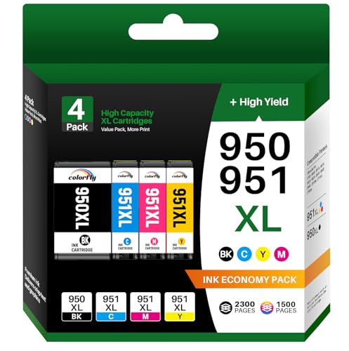 Tinta Y Tóner, Office Product Paquete combinado de cartuchos de tinta 950XL compatible con HP 950 951 XL uso con HP OfficeJet Pro 8600 8610 8620 8100 8630 8660 8640 8615 76DW 251DW (1 negro,...