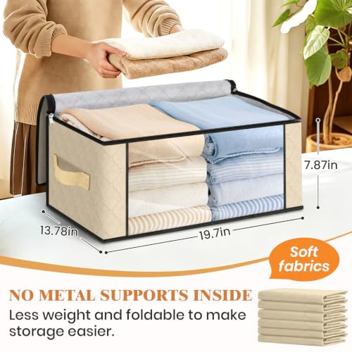 Image of Fab totes 35L Closet Organizers and Storage, Foldable Under Bed Storage Containers, Storage bags for Organizing Bedroom, Closet, Clothing,Organization with Handle (6 Pack,Beige)
