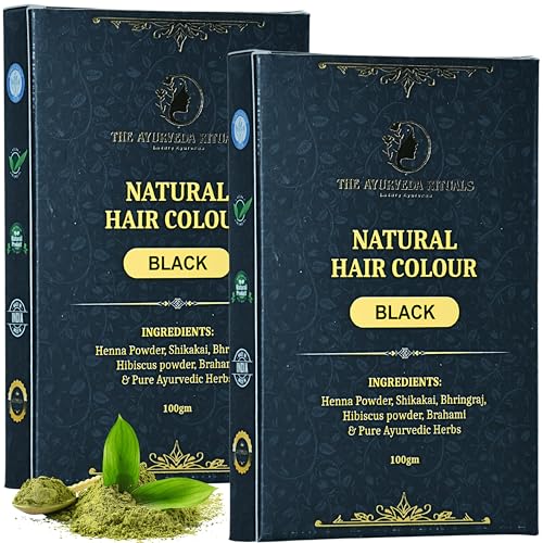 Image of Natural Beard & Moustache Black Hair Colour for Men | Ammonia & PPD Free Herbal Organic Beard Colour, Rajasthani Henna Powder with 11 Ayurvedic Extracts, Plant Based Grey Coverage (100gm, Pack of 2)
