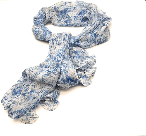 AFMAC Women Featherlight Scarf Wrap, Lightweight, Breathable, Chiffon Self print Neck Scarf Head Hair Wrap Soft Lightweight Light Blue2
