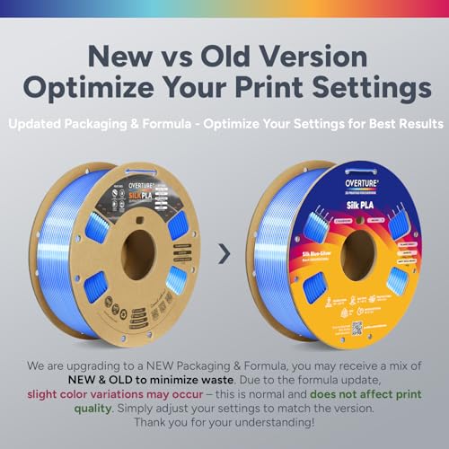 Image of OVERTURE Silk PLA Dual Color Filament 1.75mm, Bi-Color Shiny PLA Finish, Smooth & Glossy, 1kg Spool (2.2lbs), Ideal for Cosplay Jewelry & Home Decor (Silk Blue-Silver)