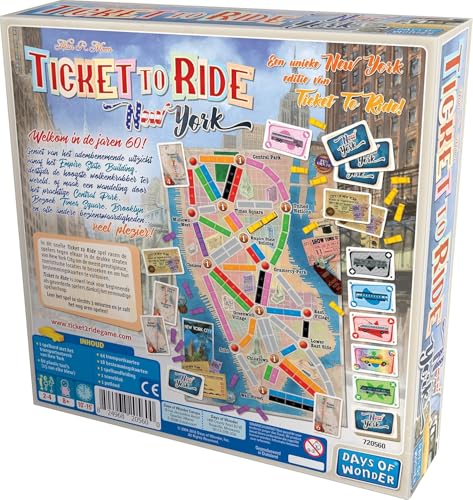 Image of Asmodee Ticket to Ride New York Board Game - Train Route-Building Strategy Game, Fun Family Game for Kids & Adults, Ages 8+, 2-4 Players, 10-15 Minute Playtime