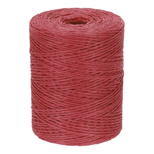Image of PATIKIL Natural Cotton Raffia Yarn 328 Yard, Crochet Raffia Paper Ribbon for DIY Sun Hat Beach Bag Crochet Yarn Wrapping Knitting, Red