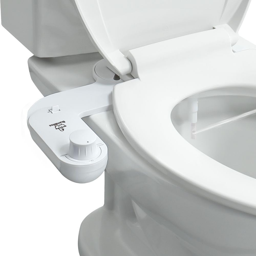 BUMBLISS Self-Cleaning Non-Electric Bidet Attachment for Toilet – Adjustable Water Pressure Control, Manual White Knob, Easy to Install, Eco-Friendly Hygiene Upgrade for Bathroom, Beday Badette