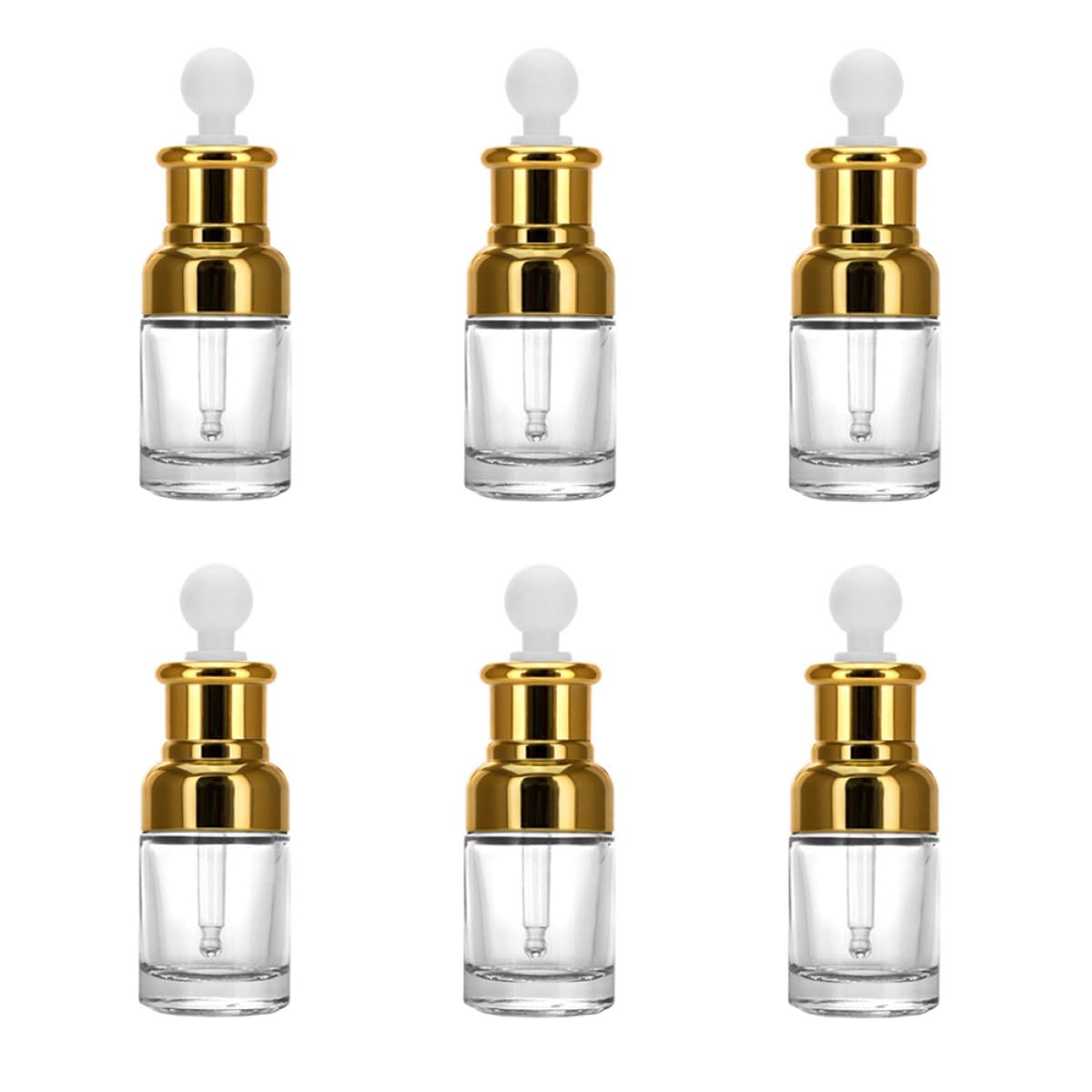 Aluminium Flacon Lot en Verre 30ml et Compte-gouttes, Vide 6 Pièces