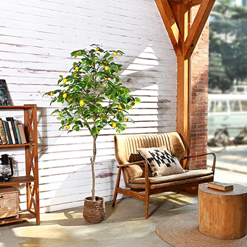 Kazeila Artificial Lemon Tree, 6 Feet Fake Lemon Plant, Pre Potted Faux Lemon Tree, Plastic Lemon Fruit Tree For Home Decor Living Room Office #TOP5
