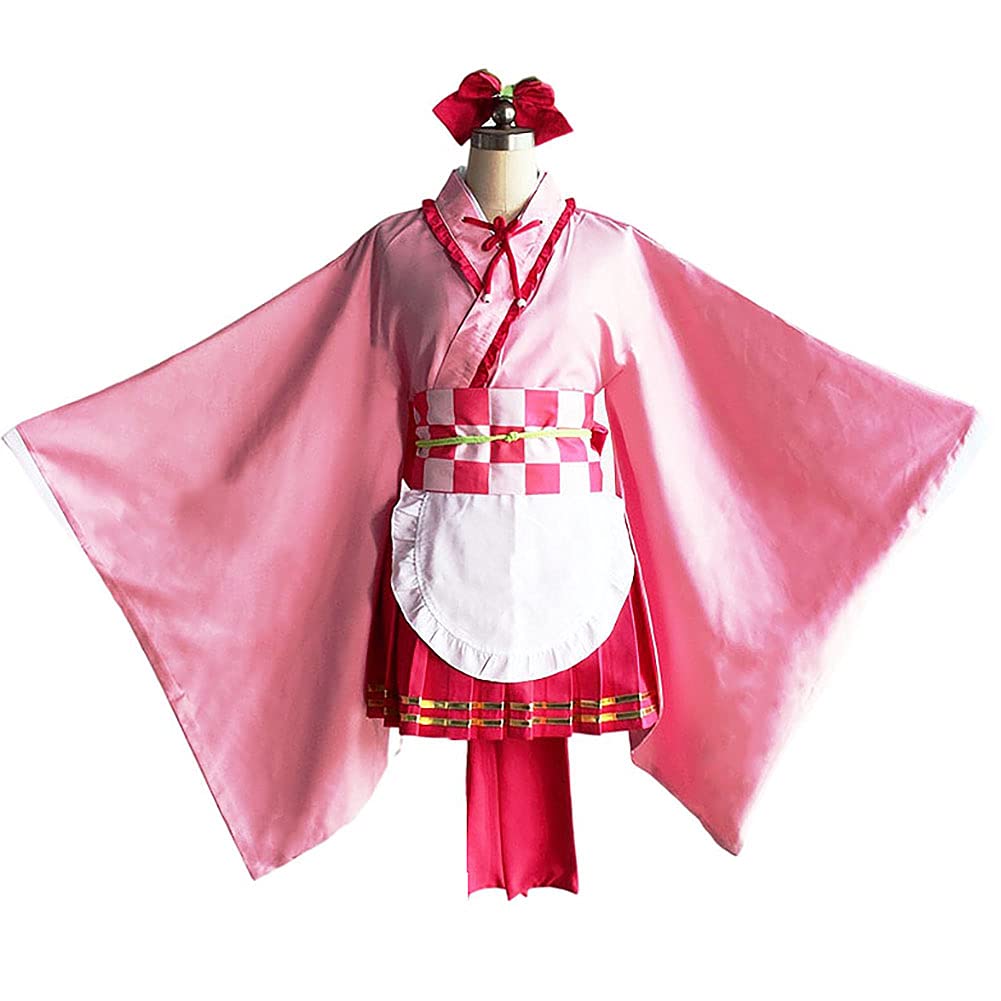 Tsuyuri Kanao Cosplay Costume Kimono Suit Maid Dress OutfitFull Set for Women