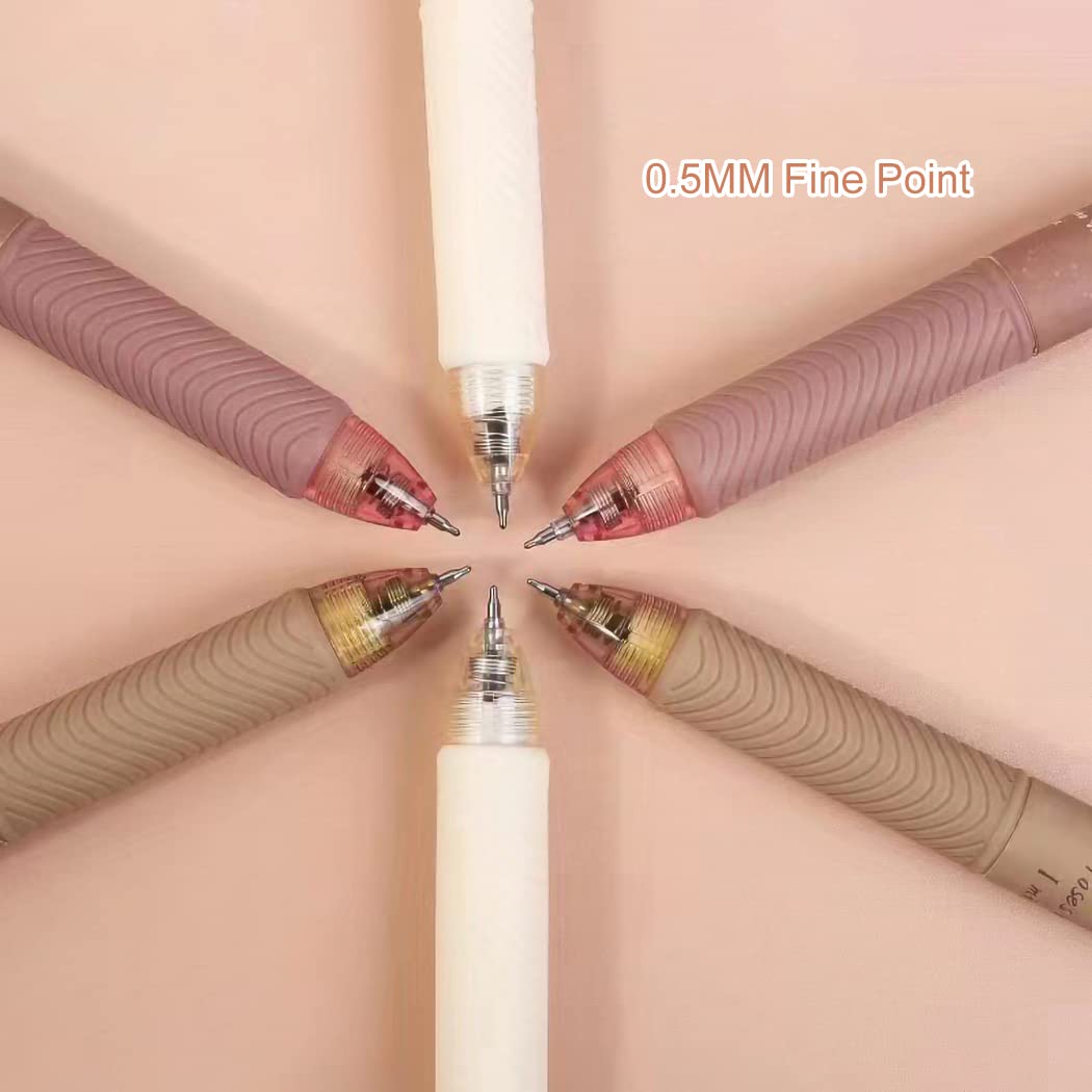 Schnell trocknende Tintenstifte, Kawaii-Kugelschreiber, einziehbarer Gelstift, 0,5 mm feine Spitze, schwarze Tinte, glattes Schreiben für Schule, Büro, Zuhause, 4 Stück (Rose)