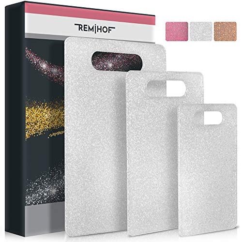 REMIHOF Plastic Cutting Board Set for Kitchen Dishwasher Safe (3 Piece) - Reversible Chopping Boards with Grip Handle - Perfect for Vegetables, Fruit, Meat, and Fish (Silver)